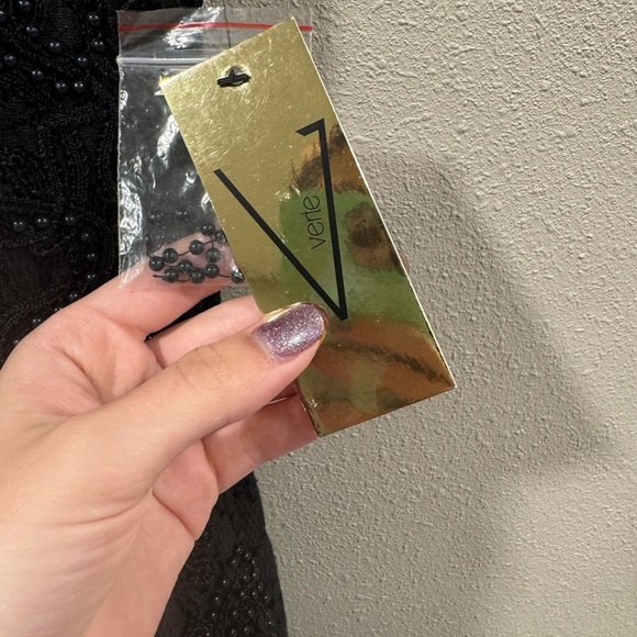 NWT Verte Black Beaded Neck Line Dress - Picture 6 of 9